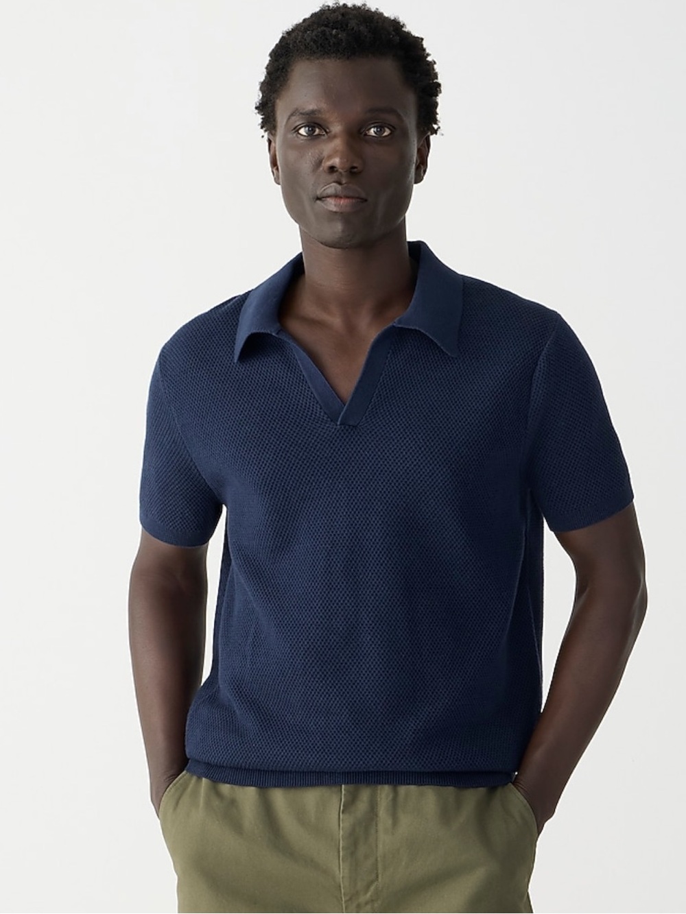 J. Crew Textured Johnny-Collar Sweater Polo